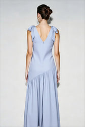 Elegant Bow Strap Fitted Flared Sleeveless Party Dress