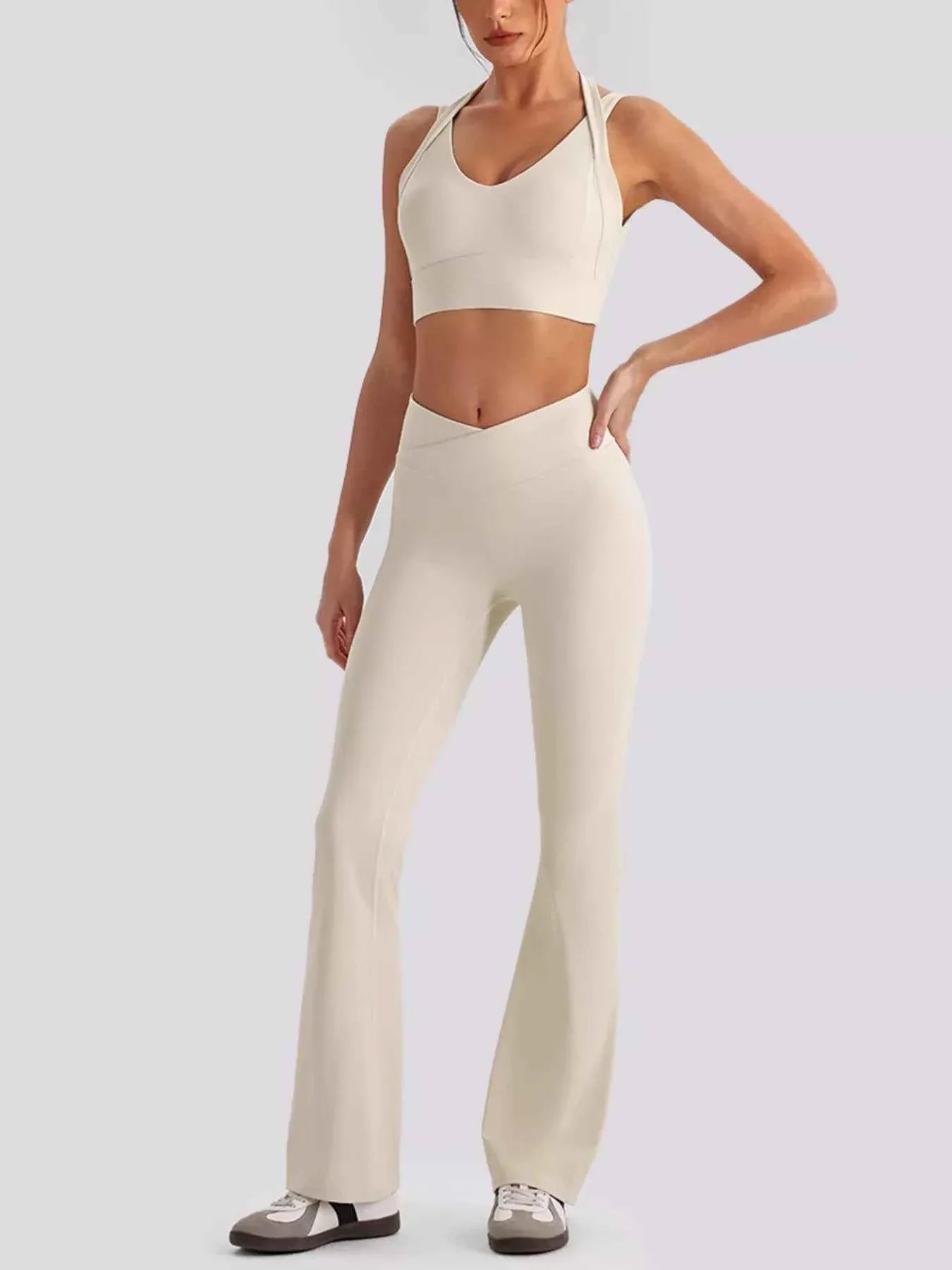 Seamless Criss-Cross V-Neck Tank and Leggings Active Set