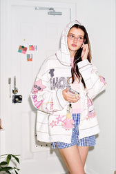 Playful Graffiti Stripe Print Hoodie