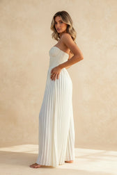 Elegant Pleated Stylish Strapless Maxi Dress