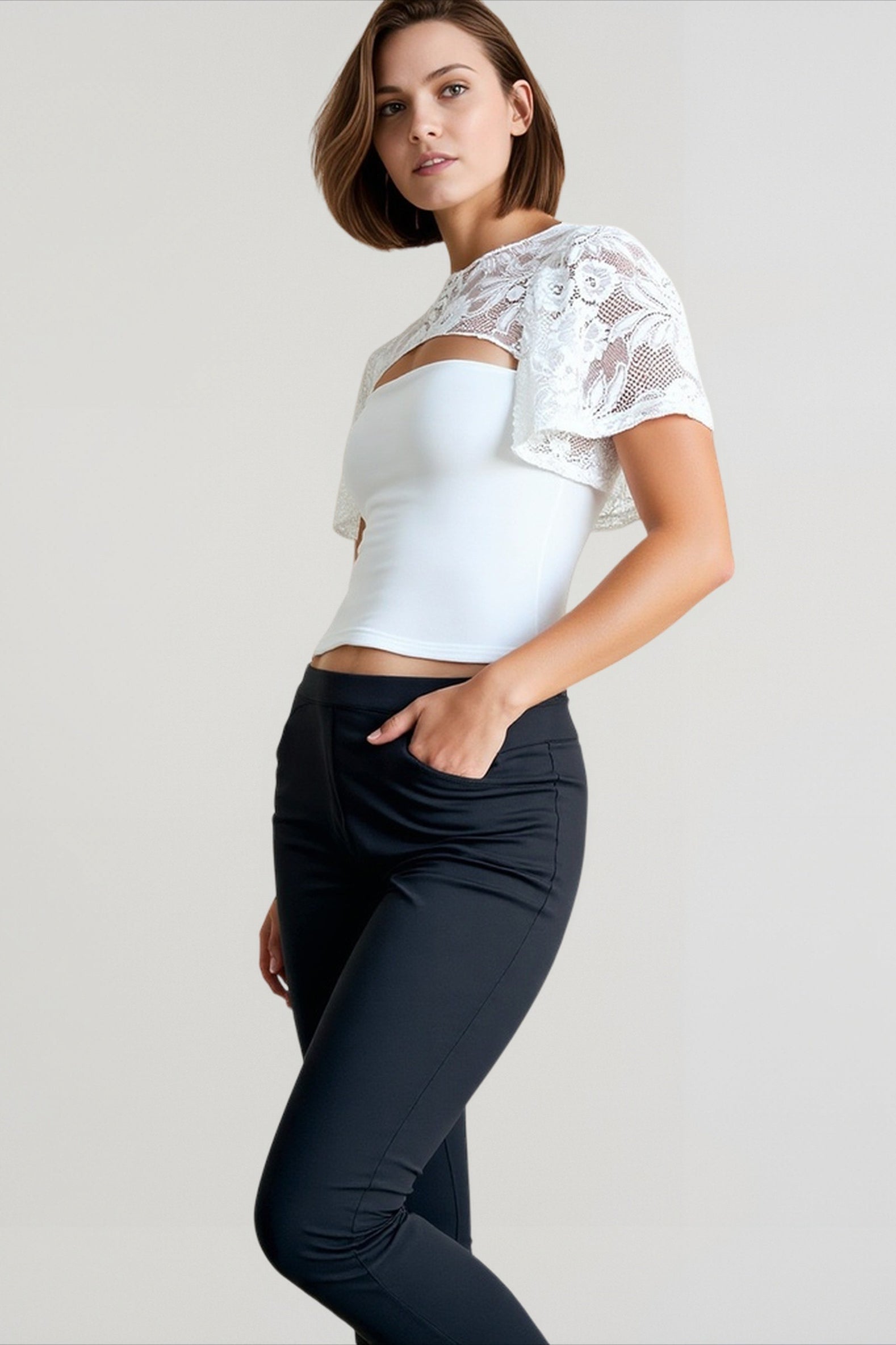 Flared Sleeve Lace Top