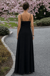 Cotton Panel High Waist Maxi Slip Dress