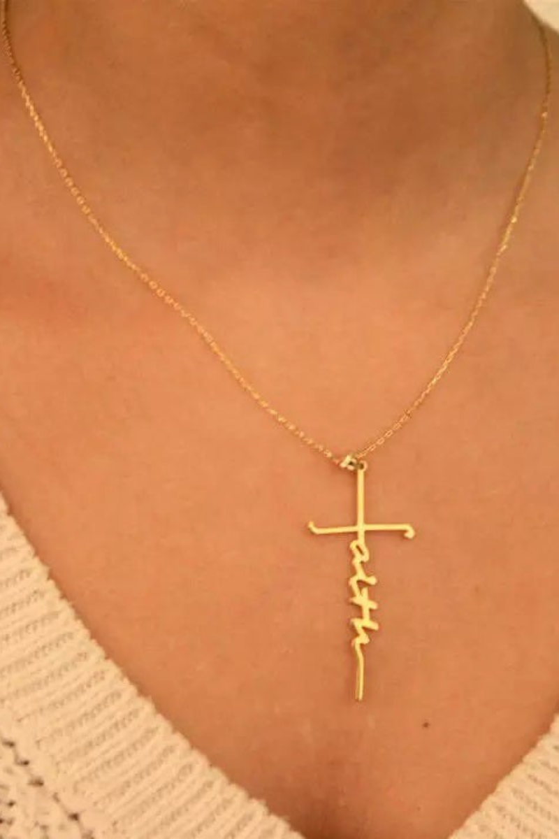 Faith Cross Alloy Pendant Necklace