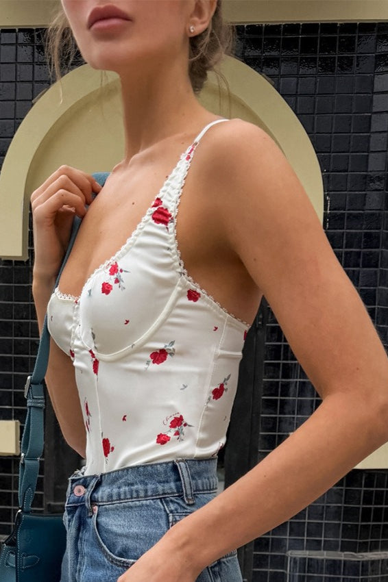 Floral Print Ruched Cami Top