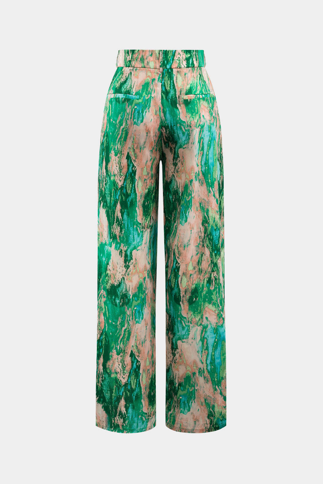 Marble Print High Waist Wide Leg Trousers