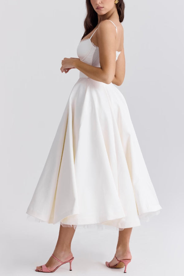 Lorraine Premium Strapless V Neck Sleeveless Tutu Maxi Dress Boutique Edit