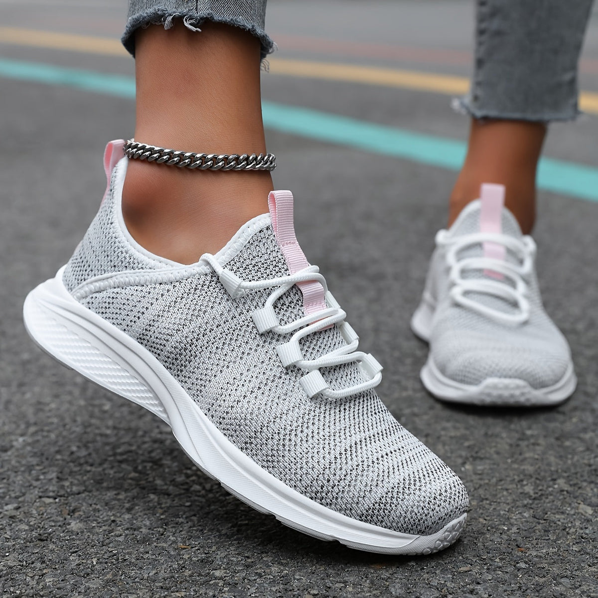 Lace Up Knit Low Top Running Sneakers