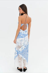 Floral Lace Deep V-Neck Spaghetti Strap Maxi Dress 8