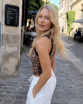 Leopard Sequin Crop Tank Top