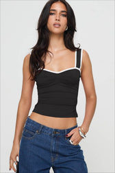 Color Block Square Neck Ruched Cami Top