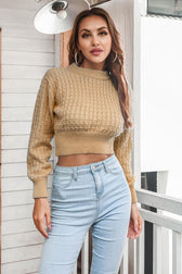 Long Sweater Round Cropped Arm With Neck
