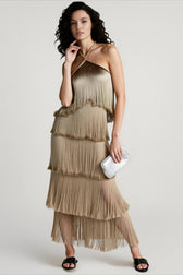 Chic Halter Fringe Backless Slit Cocktail Dress