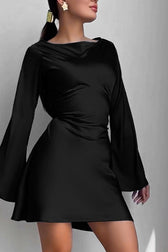 Elegant Satin Waist Tie Slim Bodycon Cocktail Cocktail Dress 3