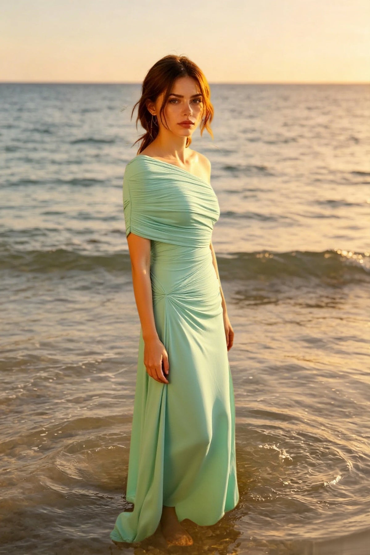 Asymmetric Off Shoulder Draped Overlay Ruched Bodycon Maxi Dress 6