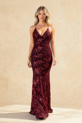 Sequins Wrap Breast Maxi Dress