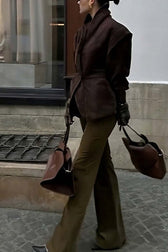 Street Style Belted Button Detail Blazer