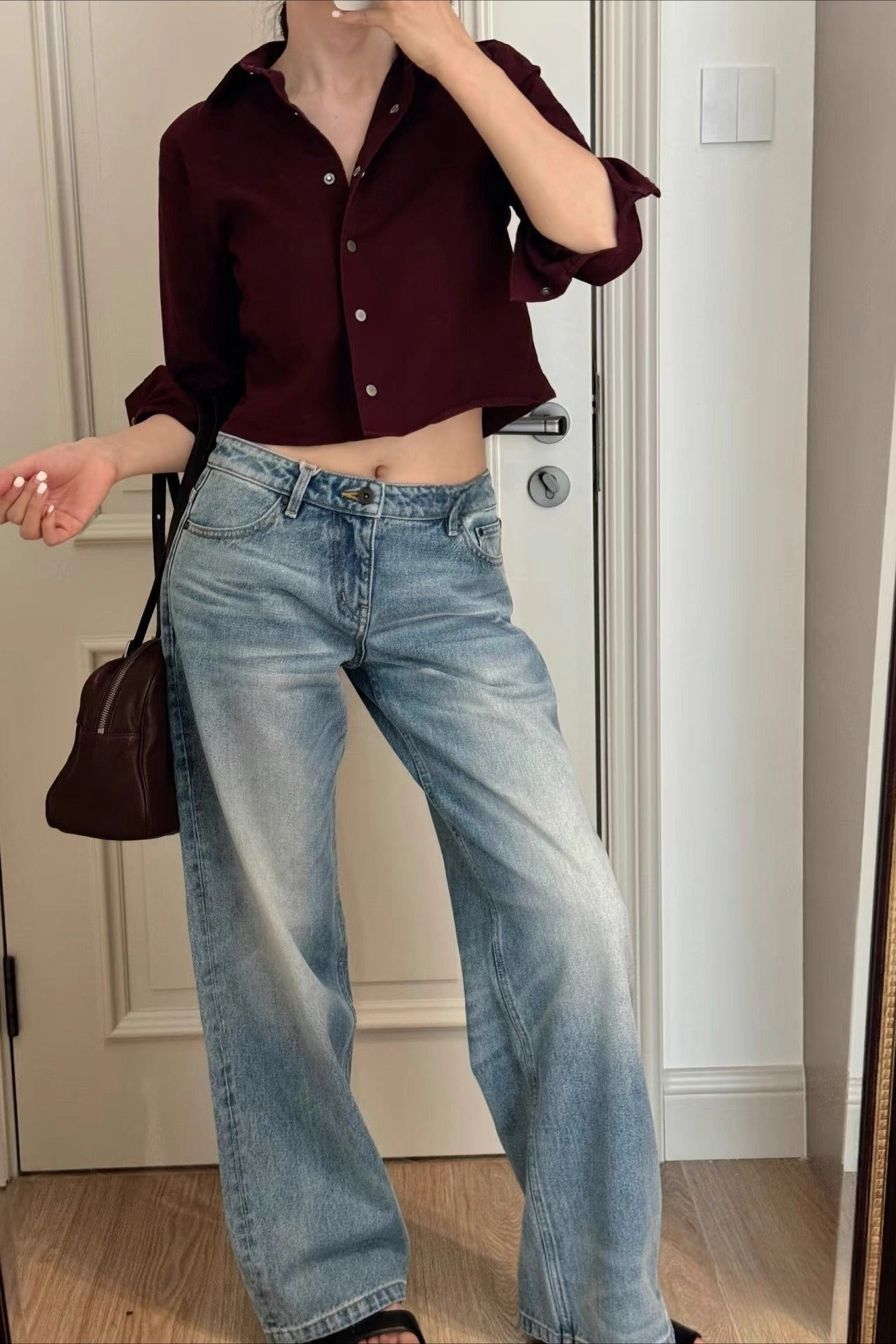 Vintage Washed Straight-Leg Denim Jeans