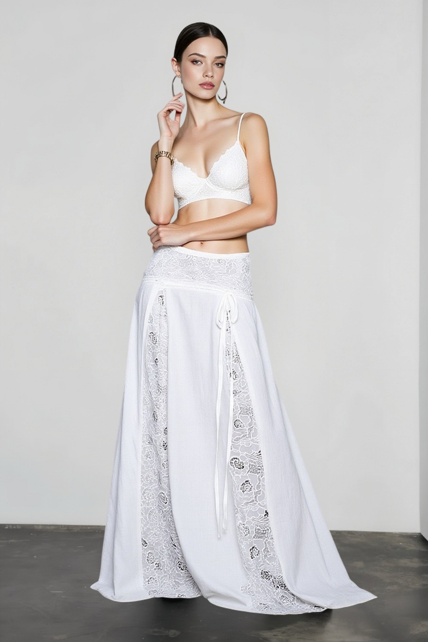 Vintage Lace Patchwork Bow Vacation Skirt