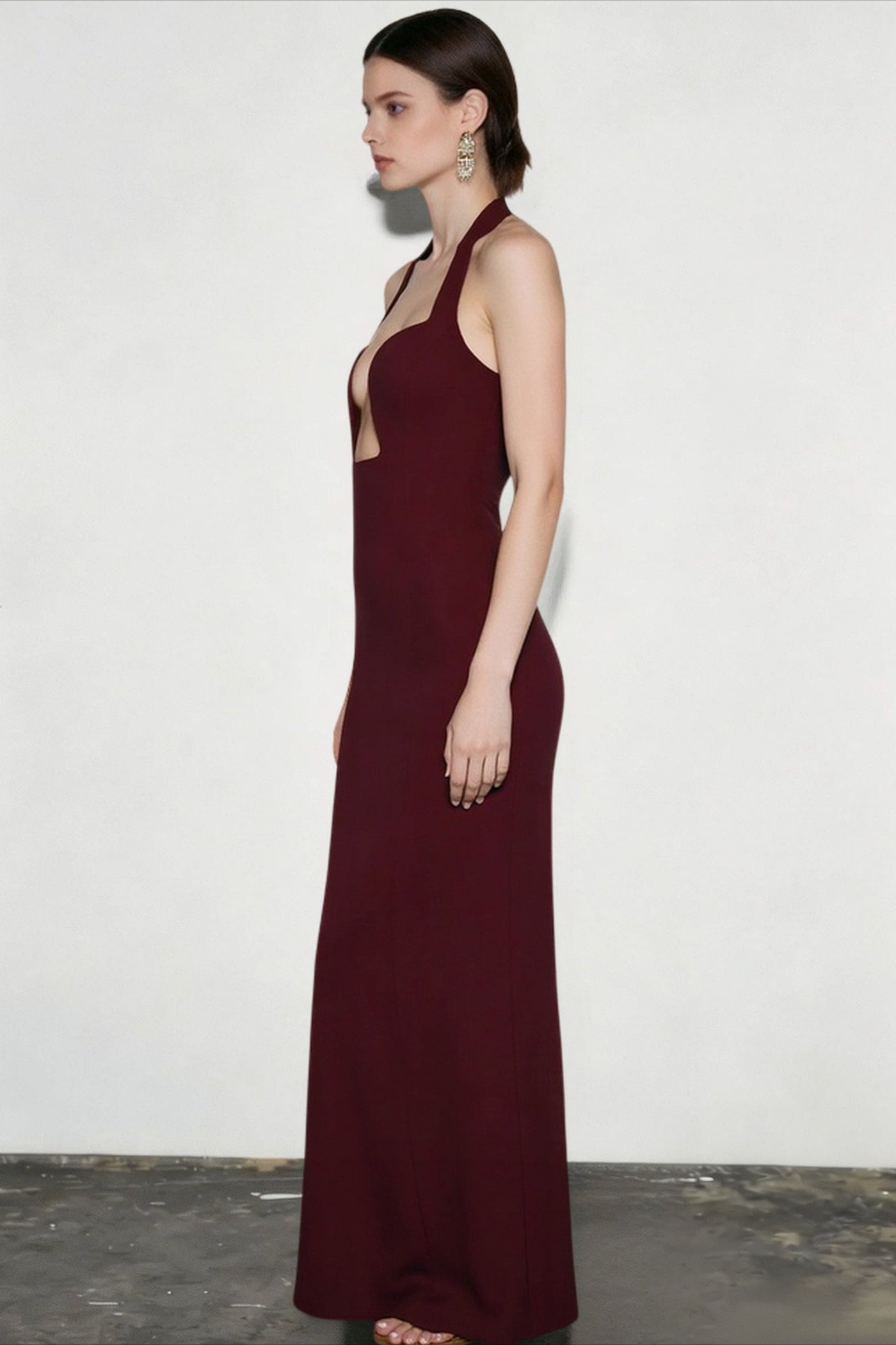 Halter Low Cut Cutout Maxi Party Dress
