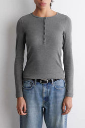 Henley Neck Slim Fit Long Sleeve Top