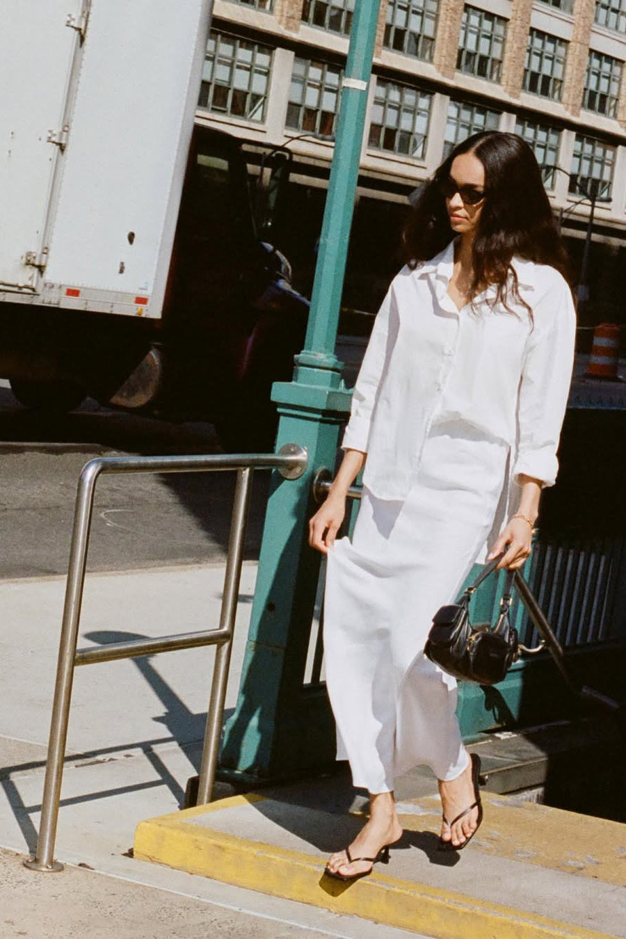 Oversized Collared Roll Sleeve Button Front Longline Shirt 3