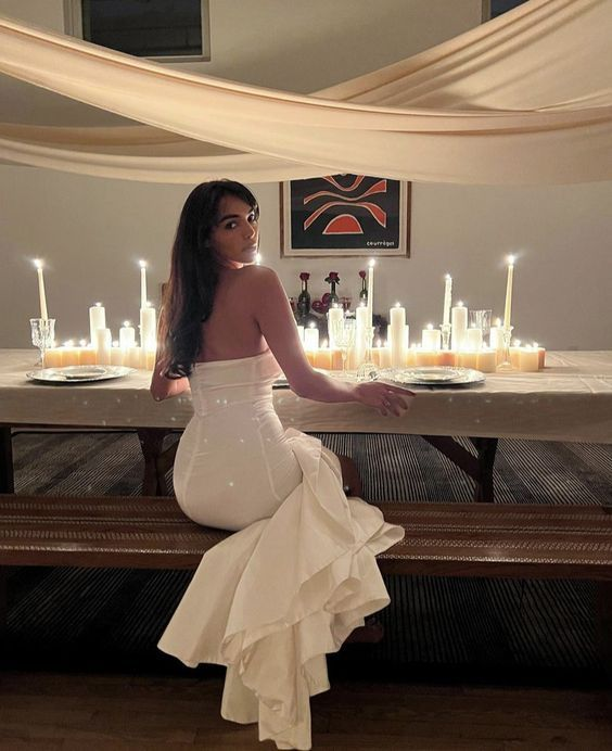 Sexy Strapless White Prom Dress Mermaid Evening Dress Birthday Outfits  cc1627