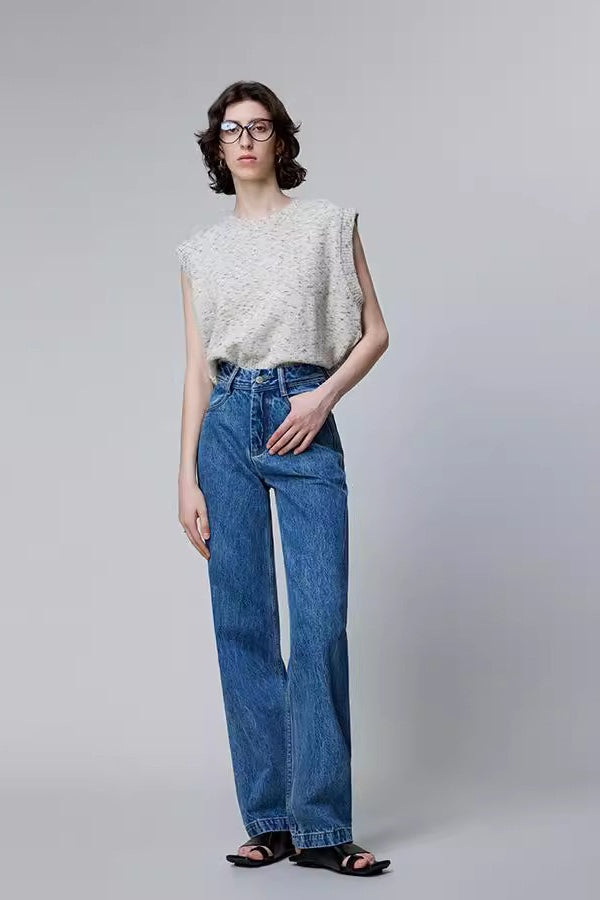 High-Waist Straight-Leg Denim Jeans