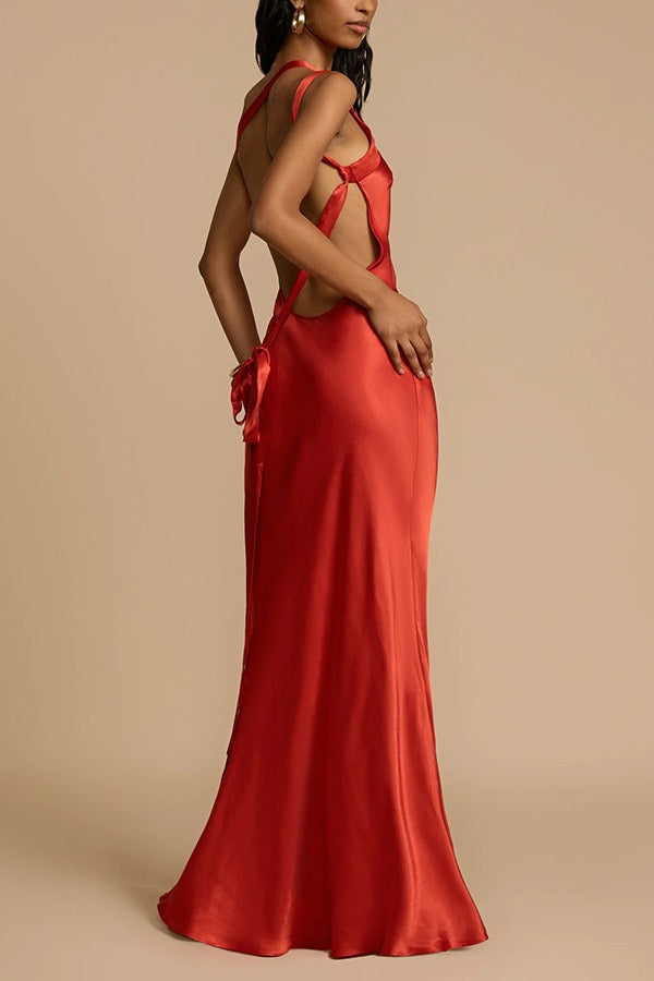 Satin One Shoulder Bias Cut Mermaid Formal Gown - View 13