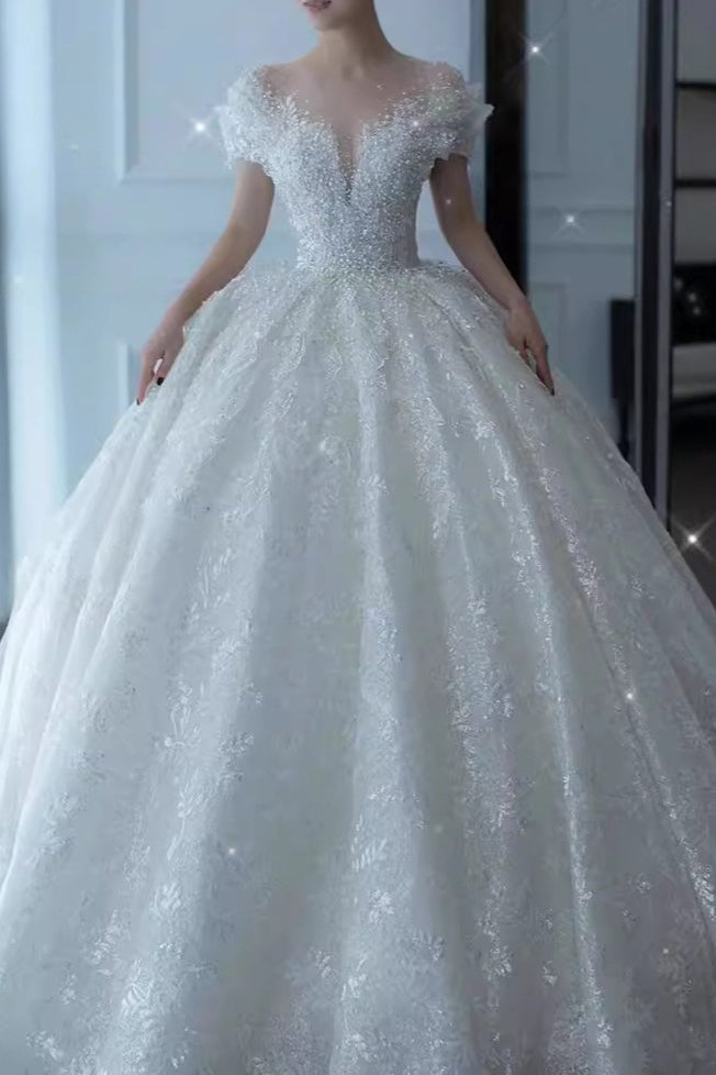 Beaded Luxurious A Line Wedding Dress