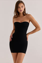 Solid Strapless Panel Bodycon Dress