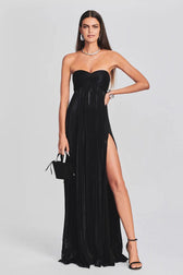 Strapless Slit Slip Prom Dress