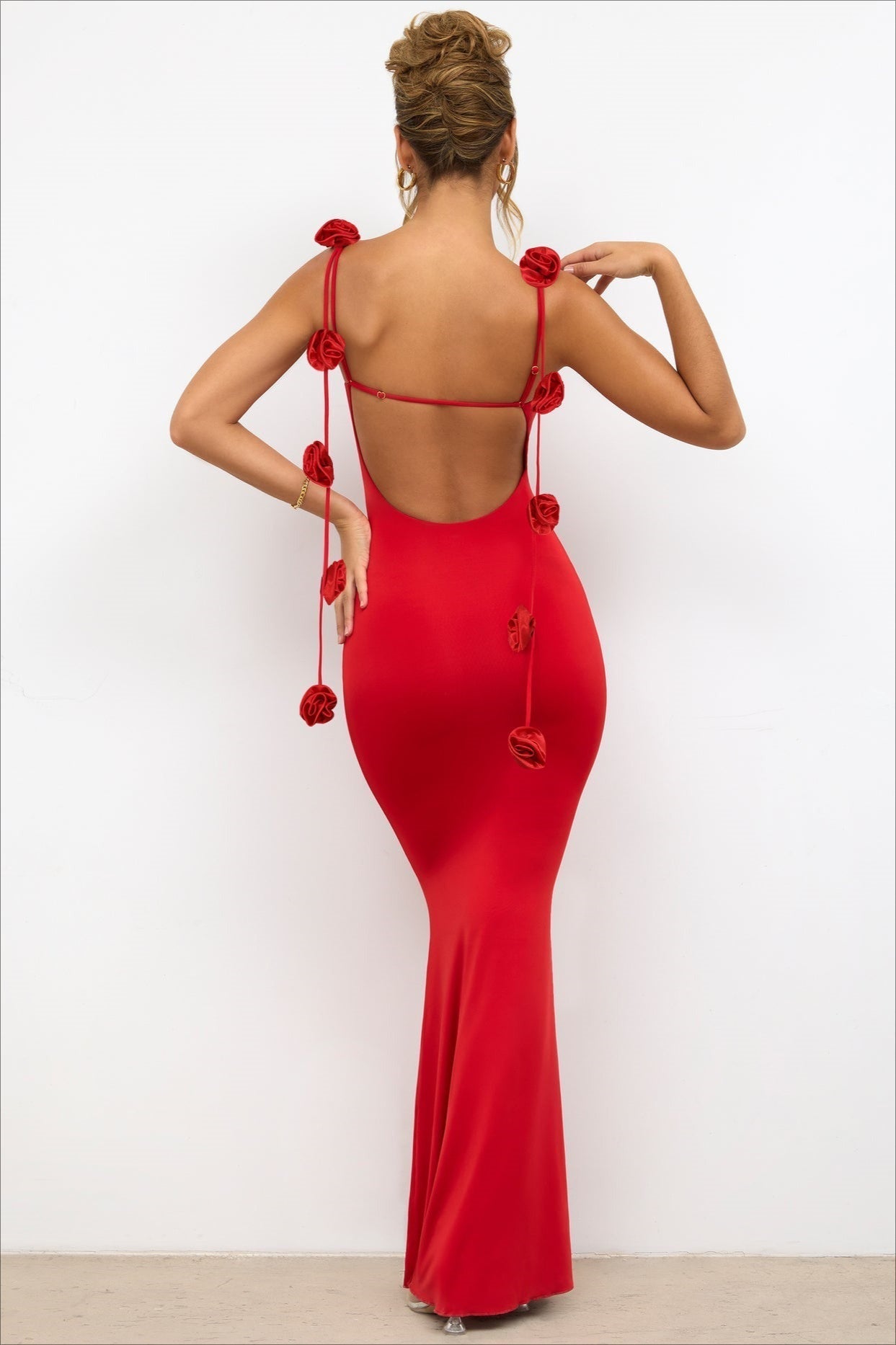 Strappy Edition 3D Floral Maxi Party Dress