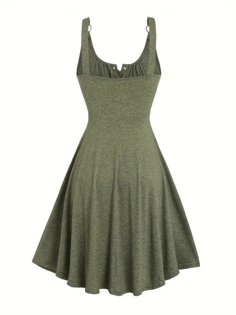 Lace Up Tie Front Sleeveless A-Line Mini Dress 11