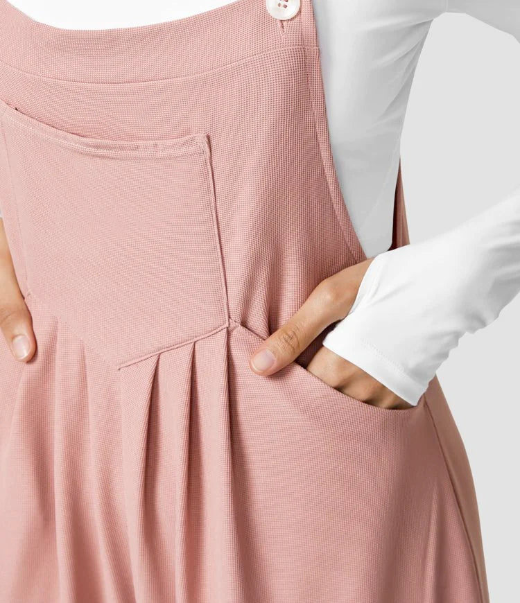 Adjustable Strap Bib Pocket Wide Leg Overall Jumpsuit