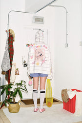 Playful Graffiti Stripe Print Hoodie