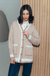 Houndstooth Long Sleeve Cardigan