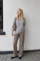 Cotton Striped Crew Neck Long Sleeve Tee