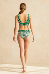 Vintage Diamond Print High Waist Bikini Two Piece Swim Set