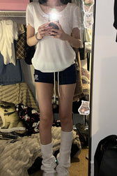 Low Waist Contrast Trim Booty Shorts