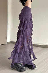 Lace Overlay Wave Detail Bodycon Skirt