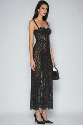 Dumisani Lace Maxi Dress In Black - View 3