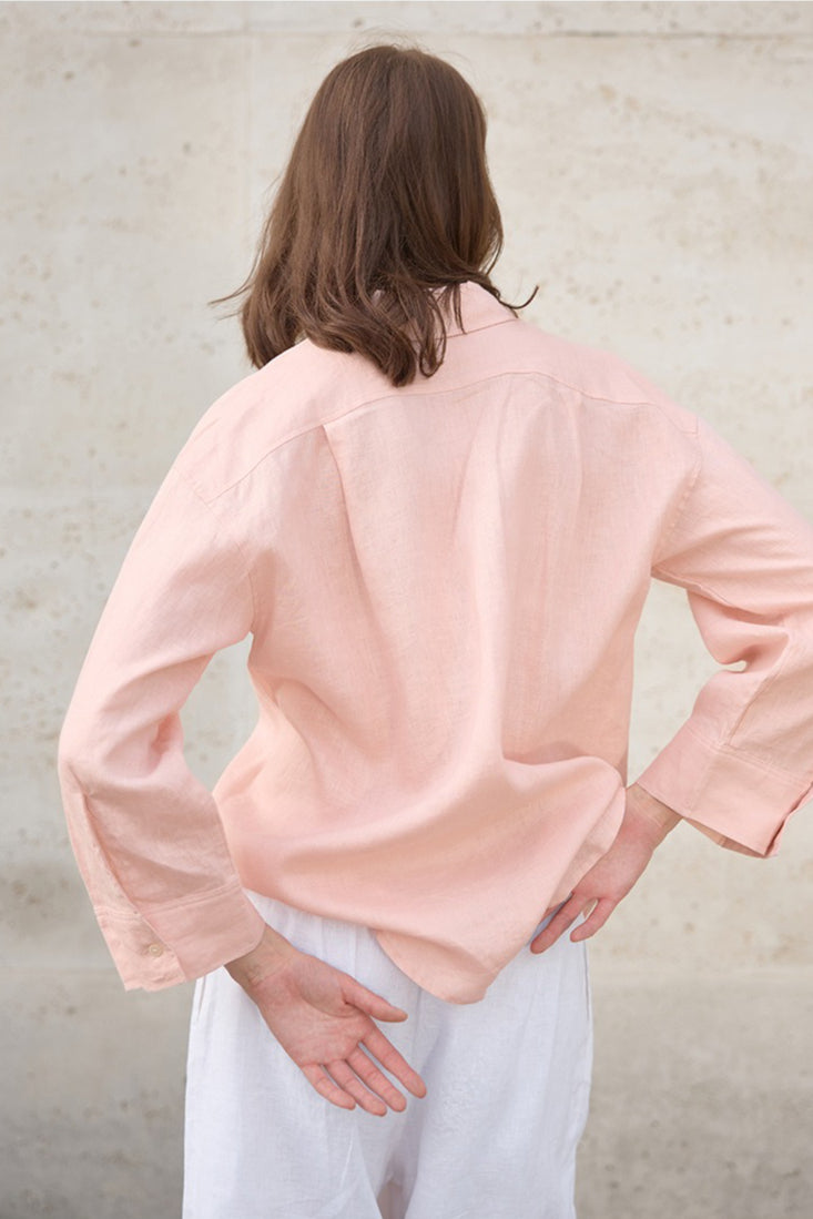 Linen Look Collared Drop Shoulder Wide Sleeve Relaxed Shirt 9