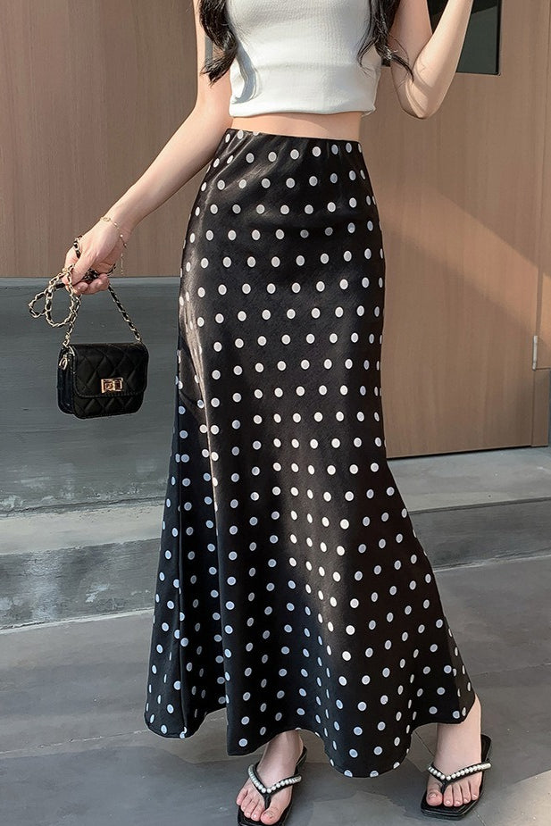 High-Waist Polka Dot Fish Tail Skirt