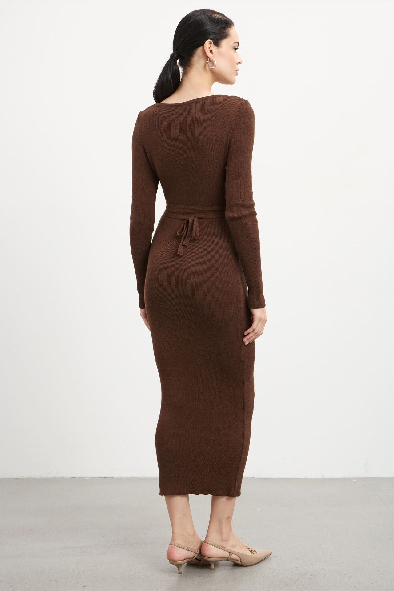 Deep V Hollow Out Knit Sweater Dress