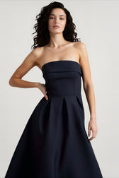 strapless fit and flare midi dress Fold Over Neck Pleated Cocktail this strapless silhouette features Color:Cream(Pre-Sale 30days) Starbucks Updates Barista Dress pdp-offer-announcement-test-shirt