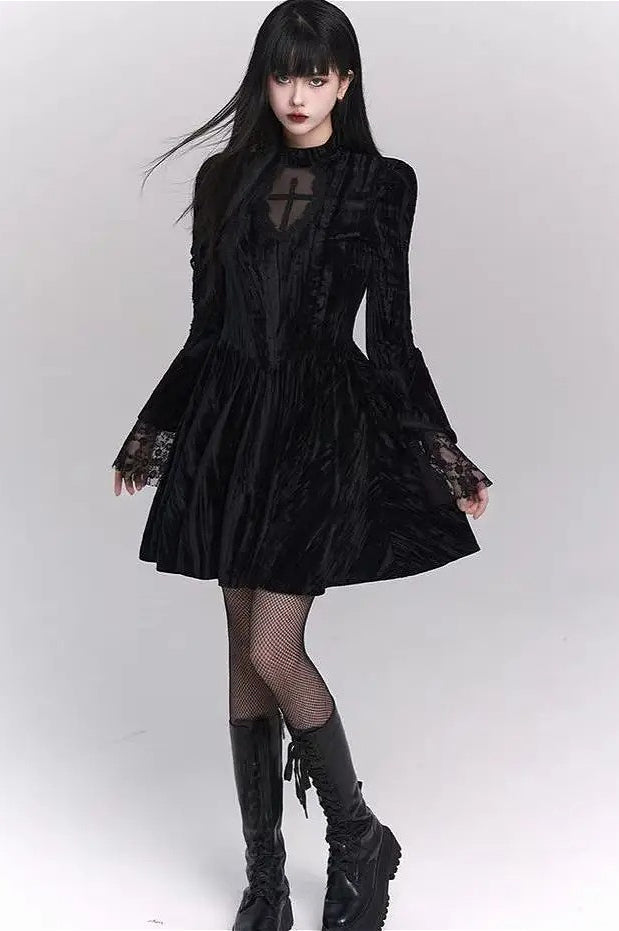 Gothic Flare Sleeve Halloween Dress