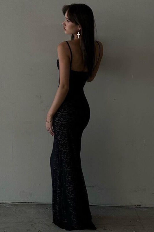 Deep Edition V Backless Maxi Lace Dress