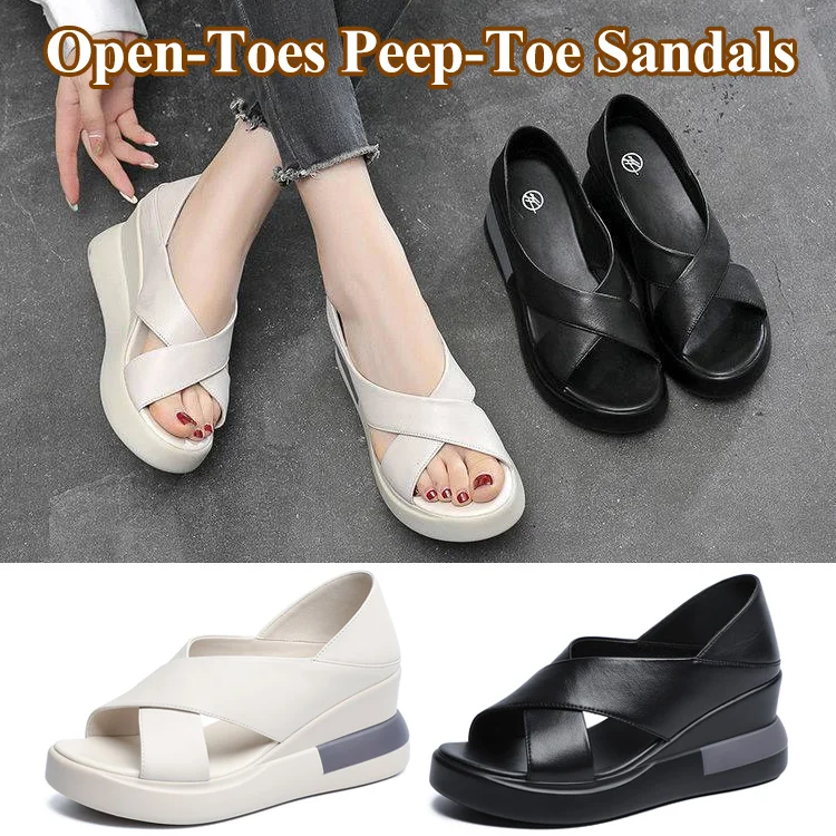 Open Toe Platform Cross Strap Two-Wear Sandals