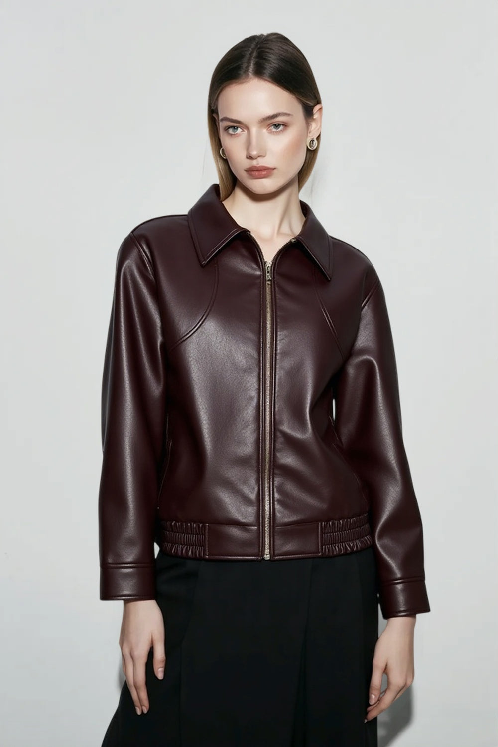 Vintage Notch Lapel Leather Jacket