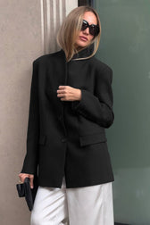 Elegant Stand Collar Slim Blazer